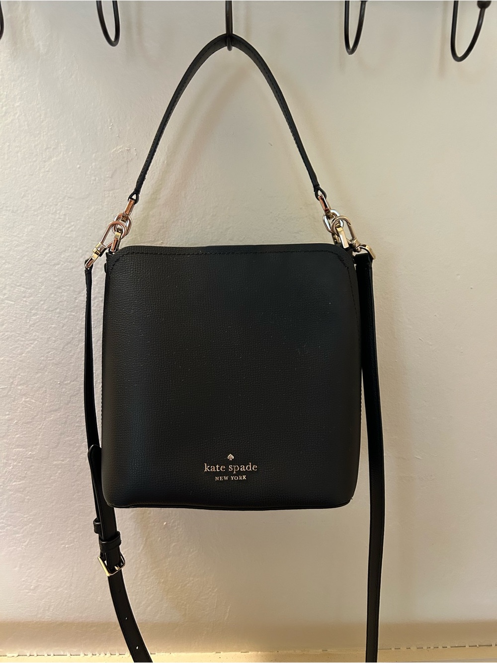 kate spade Black Pebbled Leather Shoulder Bag with Gold Hardware